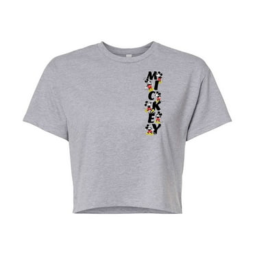 Mickey & Friends - Mickey Animation - Juniors Cropped Cotton Blend T-Shirt