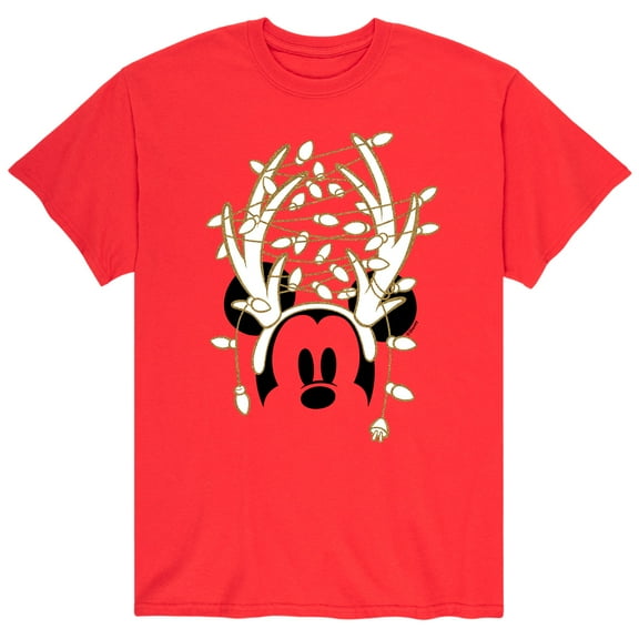 Mickey & Friends - Mickey Antlers Gold Glitter- Men's Short Sleeve Graphic T-Shirt