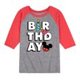 thumbnail image 1 of Mickey & Friends - Mickey Birthday Icons - Toddler And Youth Girls Raglan Graphic T-Shirt, 1 of 1