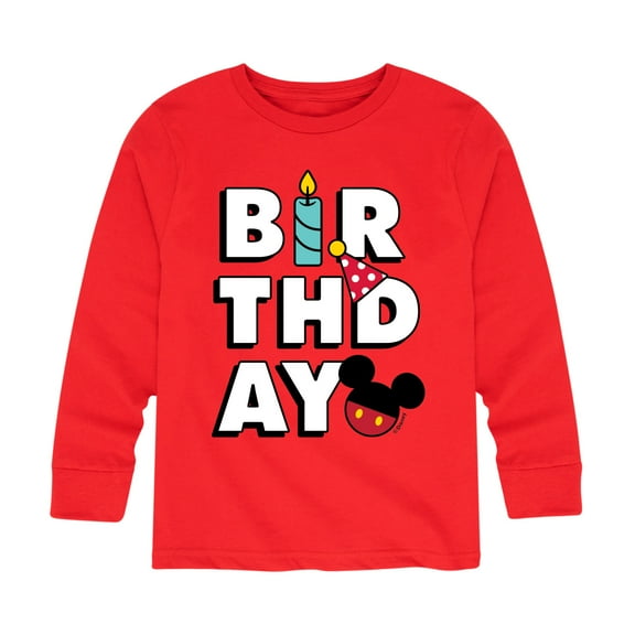 Mickey & Friends - Mickey Birthday Icons - Youth Long Sleeve Graphic T-Shirt