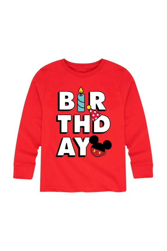 Mickey & Friends - Mickey Birthday Icons - Youth Long Sleeve Graphic T-Shirt