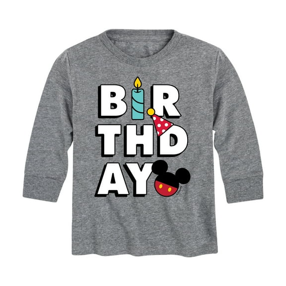 Mickey & Friends - Mickey Birthday Icons - Youth Long Sleeve Graphic T-Shirt