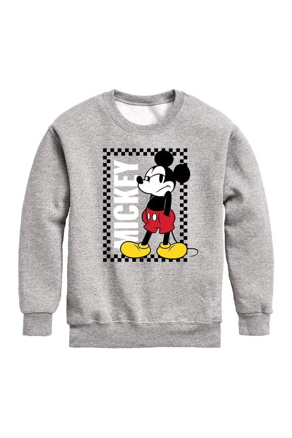 Mickey & Friends - Mickey Checker Frame - Youth Crewneck Fleece Sweatshirt