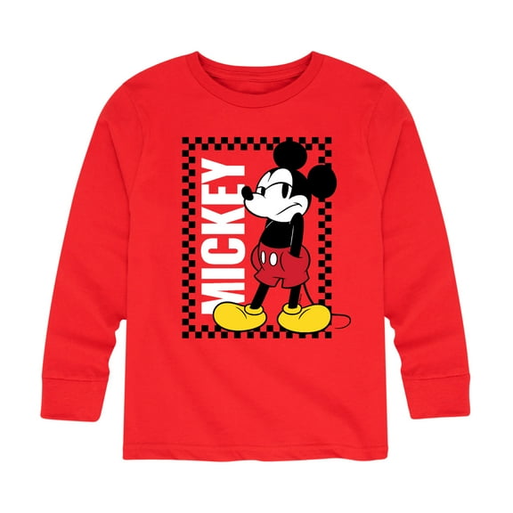 Mickey & Friends - Mickey Checker Frame - Youth Long Sleeve Graphic T-Shirt
