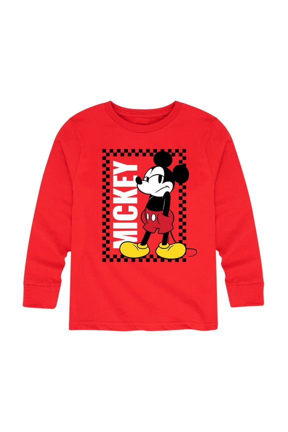 Mickey & Friends - Mickey Checker Frame - Youth Long Sleeve Graphic T-Shirt