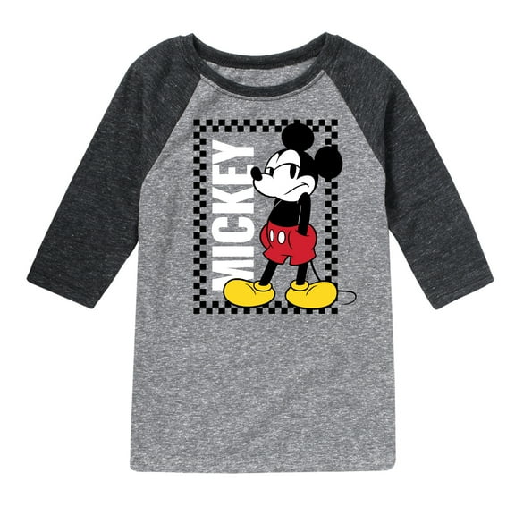Mickey & Friends - Mickey Checker Frame - Youth Raglan Graphic T-Shirt