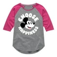 thumbnail image 1 of Mickey & Friends - Mickey Choose Happiness - Toddler And Youth Girls Raglan Graphic T-Shirt, 1 of 5