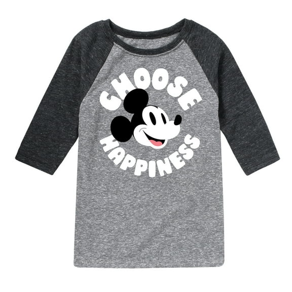 Mickey & Friends - Mickey Choose Happiness - Toddler And Youth Raglan Graphic T-Shirt