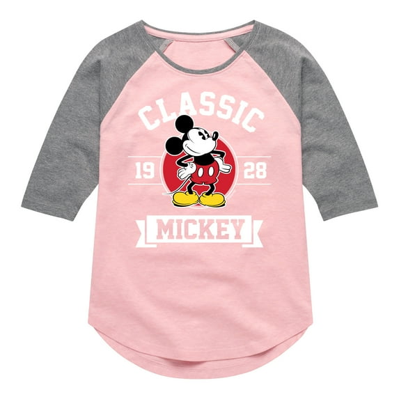Mickey & Friends - Mickey Classic 1928 - Toddler And Youth Girls Raglan Graphic T-Shirt
