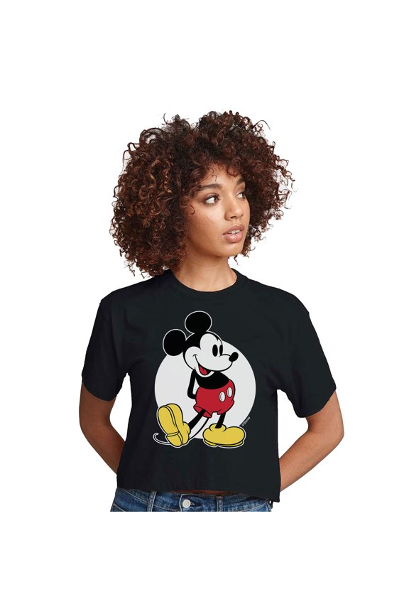 Mickey & Friends - Mickey Classic - Juniors Cropped Cotton Blend T-Shirt
