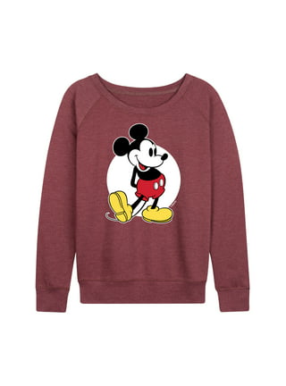 Disney Womens Plus Size Mickey Mouse Fleece Long Sleeve All-Over Sweatshirt