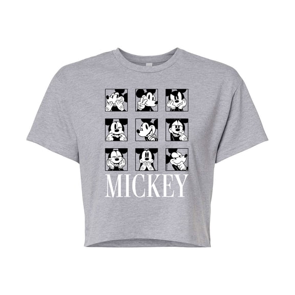 Mickey & Friends - Mickey Expressions - Juniors Cropped Cotton Blend T-Shirt