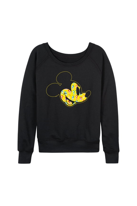 Mickey & Friends - Mickey Face Fill - Women's Lightweight French Terry Long Sleeve Shirt