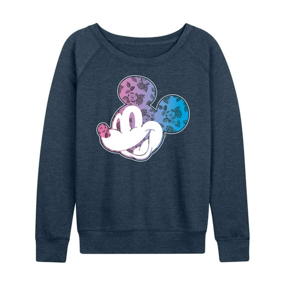 Mickey & Friends - Mickey Floral Gradient Fill - Women's Lightweight French Terry Long Sleeve Shirt