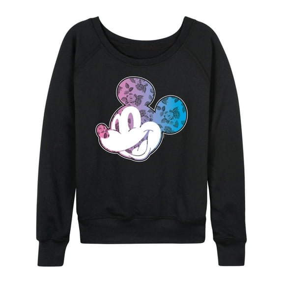Mickey & Friends - Mickey Floral Gradient Fill - Women's Lightweight French Terry Long Sleeve Shirt