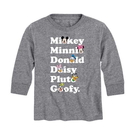 Mickey & Friends - Mickey Friends Character List - Toddler And Youth Long Sleeve Graphic T-Shirt