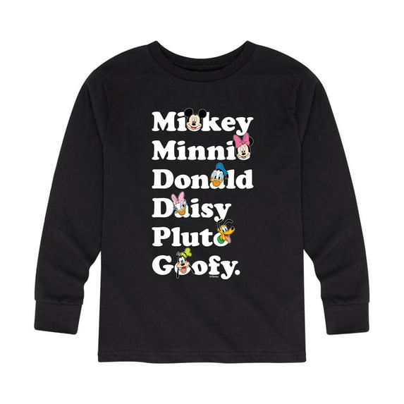 Mickey & Friends - Mickey Friends Character List - Toddler And Youth Long Sleeve Graphic T-Shirt