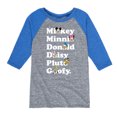 thumbnail image 1 of Mickey & Friends - Mickey Friends Character List - Toddler And Youth Raglan Graphic T-Shirt, 1 of 1