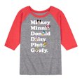 thumbnail image 1 of Mickey & Friends - Mickey Friends Character List - Toddler And Youth Raglan Graphic T-Shirt, 1 of 1