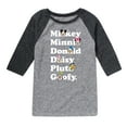 thumbnail image 1 of Mickey & Friends - Mickey Friends Character List - Toddler And Youth Raglan Graphic T-Shirt, 1 of 4