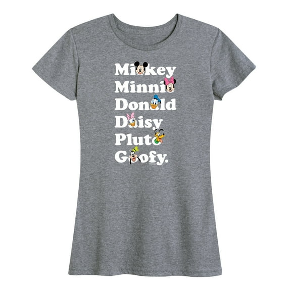 Mickey & Friends - Mickey Friends Character List - Women's Short Sleeve Graphic T-Shirt