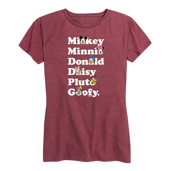 Mickey & Friends - Mickey Friends Character List - Women's Short Sleeve Graphic T-Shirt