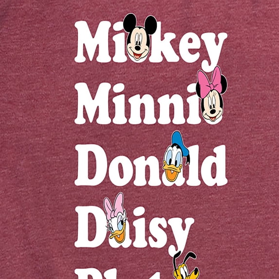 Mickey & Friends - Mickey Friends Character List - Women's Short Sleeve Graphic T-Shirt
