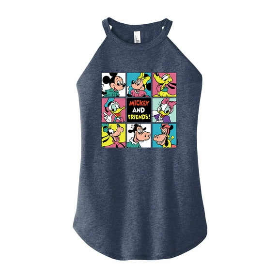 Mickey & Friends - Mickey & Friends Grid - Juniors High Neck Tank Top