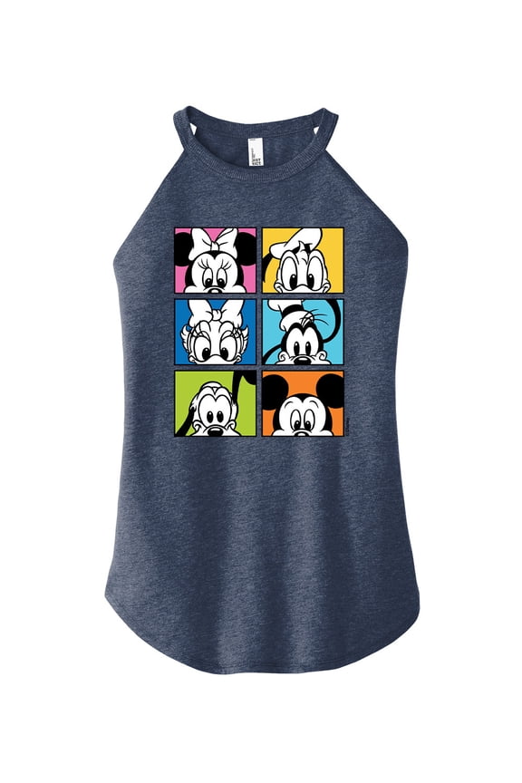 Mickey & Friends - Mickey Friends Grid - Juniors High Neck Tank Top