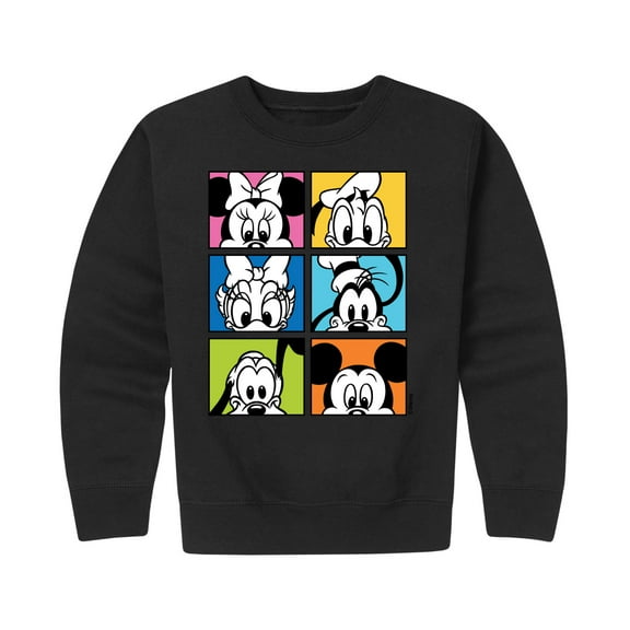 Mickey & Friends - Mickey Friends Grid - Toddler And Youth Crewneck Fleece Sweatshirt