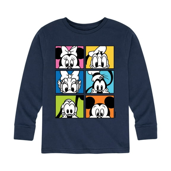 Mickey & Friends - Mickey Friends Grid - Toddler And Youth Long Sleeve Graphic T-Shirt
