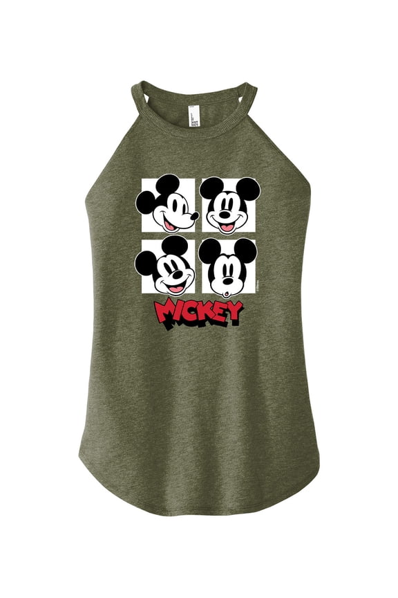 Mickey & Friends - Mickey Grid - Juniors High Neck Tank Top