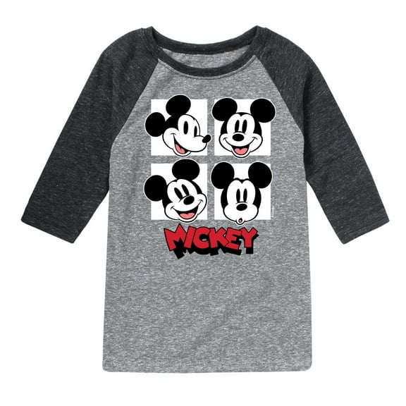 Mickey & Friends - Mickey Grid - Toddler And Youth Raglan Graphic T-Shirt
