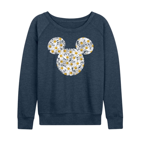 Mickey & Friends - Mickey Head Daisies - Women's Lightweight French Terry Long Sleeve Shirt