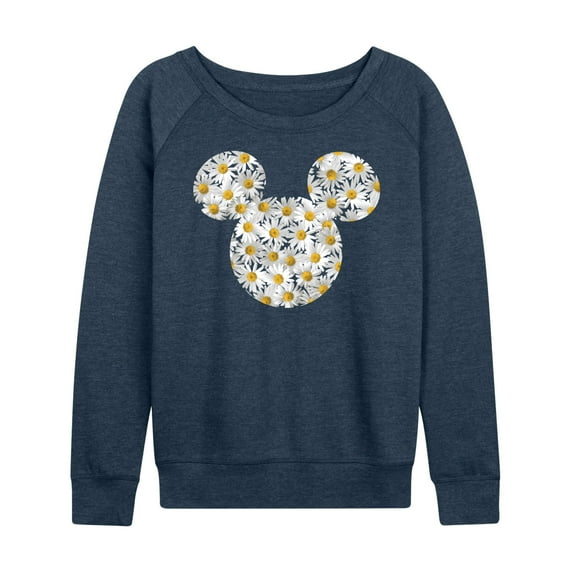 Mickey & Friends - Mickey Head Daisies - Women's Lightweight French Terry Long Sleeve Shirt