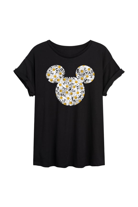 Mickey & Friends - Mickey Head Daisies - Women's Oversized T-Shirt