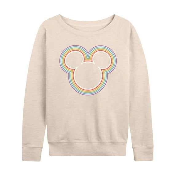 Mickey & Friends - Mickey Head Rainbow Outline - Women's Lightweight French Terry Long Sleeve Shirt