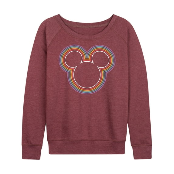 Mickey & Friends - Mickey Head Rainbow Outline - Women's Lightweight French Terry Long Sleeve Shirt