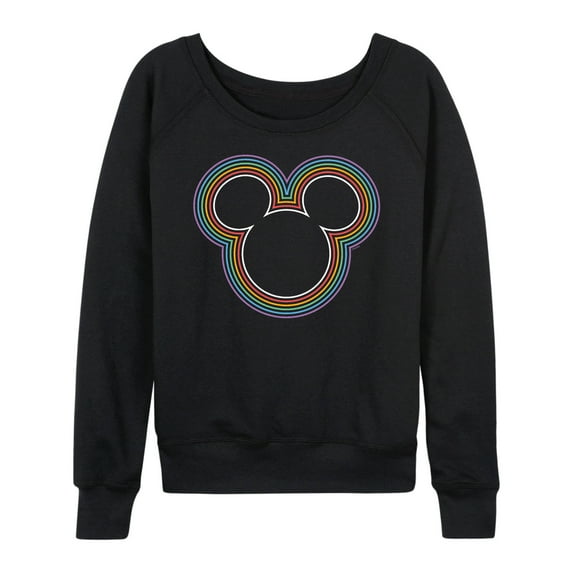 Mickey & Friends - Mickey Head Rainbow Outline - Women's Lightweight French Terry Long Sleeve Shirt
