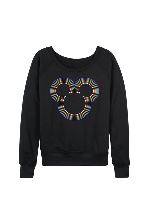 Mickey & Friends - Mickey Head Rainbow Outline - Women's Lightweight French Terry Long Sleeve Shirt
