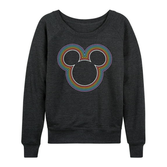Mickey & Friends - Mickey Head Rainbow Outline - Women's Lightweight French Terry Long Sleeve Shirt