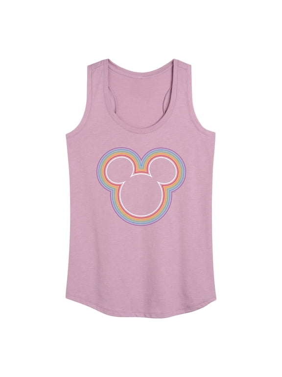 - Mickey Head Rainbow Outline Women's Graphic Racerback Tank
