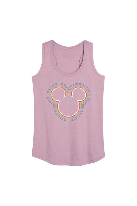 Mickey & Friends - Mickey Head Rainbow Outline - Women's Racerback Tank Top
