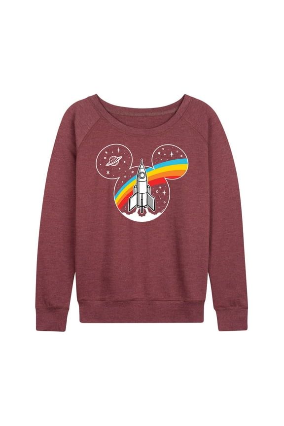 Mickey & Friends - Mickey Head Retro Space - Women's Lightweight French Terry Long Sleeve Shirt