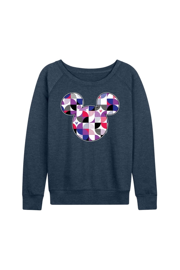 Mickey & Friends - Mickey Head Solid Geo - Women's Lightweight French Terry Long Sleeve Shirt