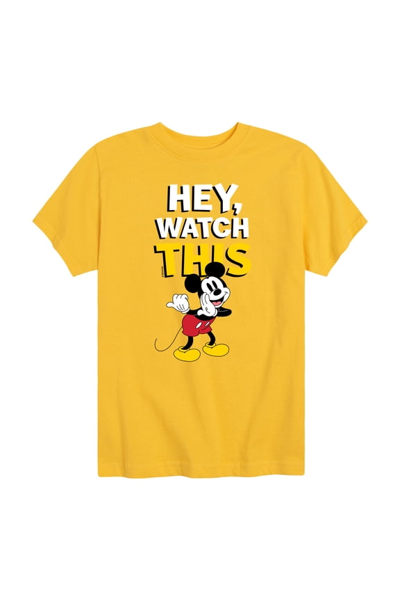 - Mickey Hey, Watch This Short Sleeve Graphic T-Shirt