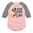 thumbnail image 1 of Mickey & Friends - Mickey Kind Is Cool - Toddler And Youth Girls Raglan Graphic T-Shirt, 1 of 5