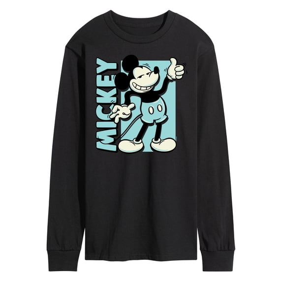Disney - Mickey Light Blue Vintage Men's Long Sleeve Graphic T-Shirt
