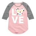 thumbnail image 1 of Mickey & Friends - Mickey Love Fill - Toddler And Youth Girls Raglan Graphic T-Shirt, 1 of 5