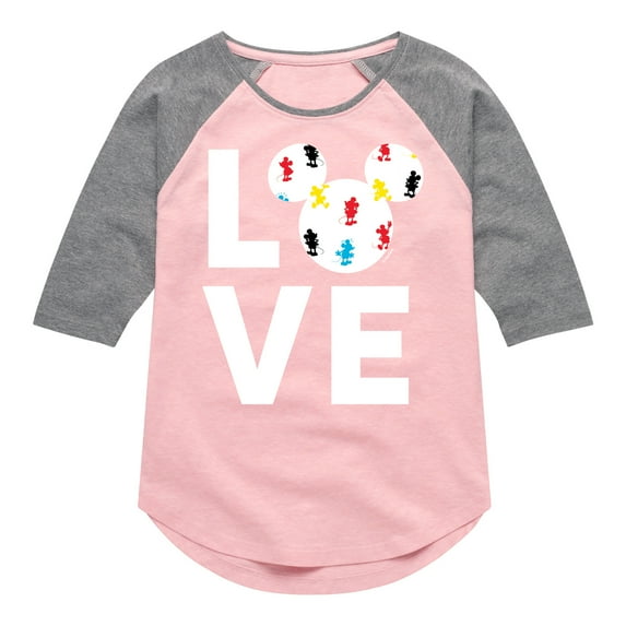 Mickey & Friends - Mickey Love Fill - Toddler And Youth Girls Raglan Graphic T-Shirt